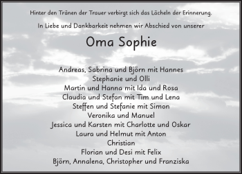 Traueranzeige von Sophie Loder 