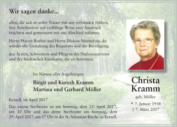 Traueranzeige von Christa Kramm 