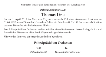 Traueranzeige von Thomas Link 