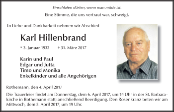 Traueranzeige von Karl Hillenbrand 