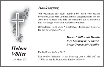 Traueranzeige von Helene Völler 