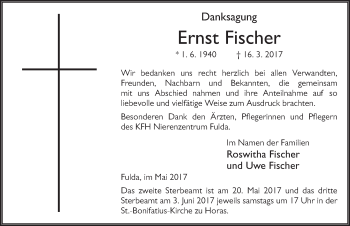 Traueranzeige von Ernst Fischer 
