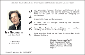 Traueranzeige von Isa Neumann 