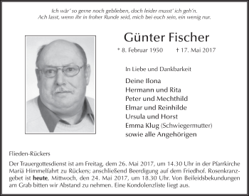 Traueranzeige von Günter Fischer 