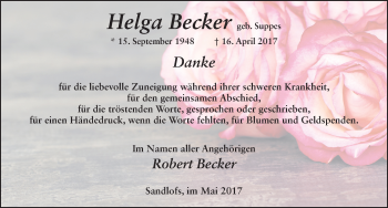 Traueranzeige von Helga Becker 