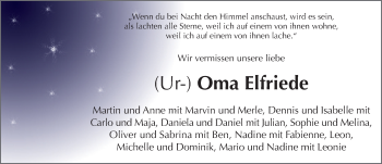 Traueranzeige von Elfriede Wittwer 