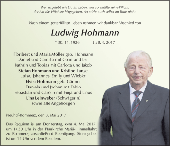 Traueranzeige von Ludwig Hohmann 