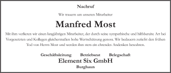 Traueranzeige von Manfred Most 