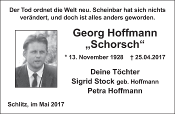 Traueranzeige von Georg Hoffmann 
