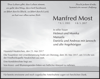 Traueranzeige von Manfred Most 