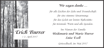 Traueranzeige von Erich Burrer 