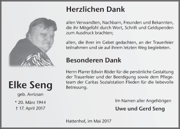 Traueranzeige von Elke Seng 