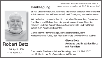 Traueranzeige von Robert Betz 