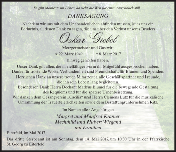 Traueranzeige von Oskar Giebel 
