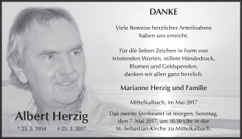 Traueranzeige von Albert Herzig 