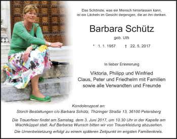 Traueranzeige von Barbara Schütz 