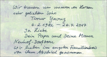Traueranzeige von Timur Yavuz 