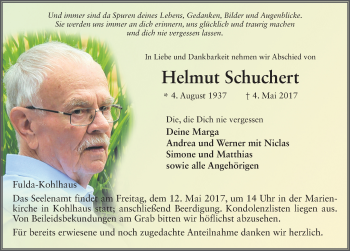 Traueranzeige von Helmut Schuchert 