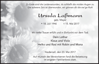 Traueranzeige von Ursula Laßmann 