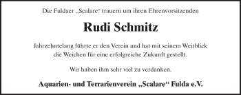 Traueranzeige von Rudolf Mauritius Schmitz 