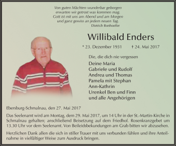 Traueranzeige von Willibald Enders 