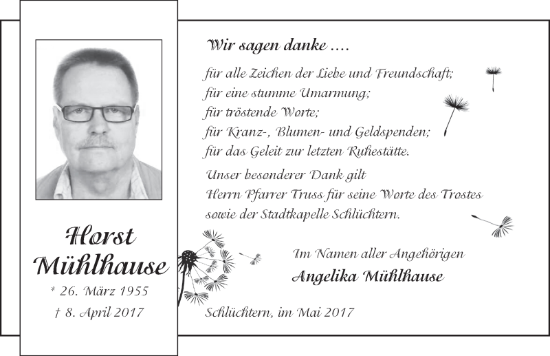  Traueranzeige für Horst Mühlhause vom 06.05.2017 aus 