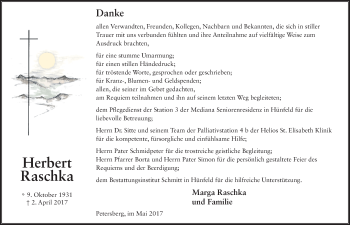 Traueranzeige von Herbert Raschka 