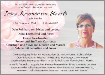 Traueranzeige von Irene Kromer von Bearle 