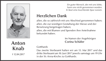 Traueranzeige von Anton Knab 