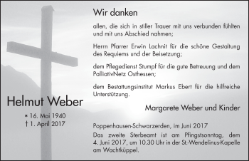 Traueranzeige von Helmut Weber 