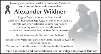 Traueranzeige von Alexander Wildner 