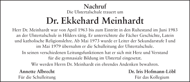  Traueranzeige für Ekkehard Meinhardt vom 27.06.2017 aus 