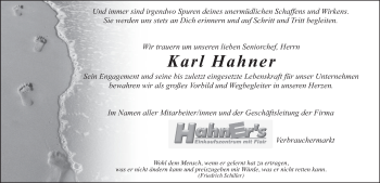 Traueranzeige von Karl Hahner 