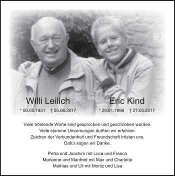 Traueranzeige von Willi Leilich 