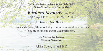 Traueranzeige von Barbara Schwarz 