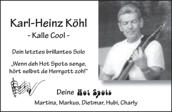 Traueranzeige von Karl-Heinz Köhl 