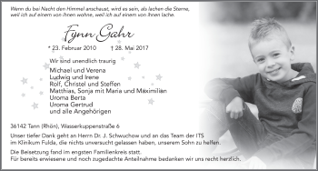 Traueranzeige von Fynn Gahr 