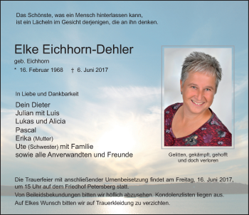 Traueranzeige von Elke Eichhorn-Dehler 