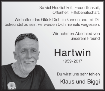 Traueranzeige von Hartwin Muth 