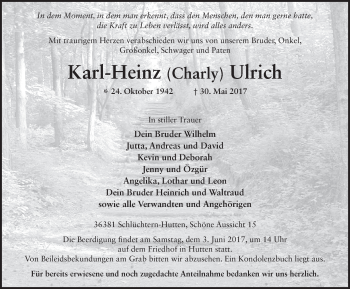 Traueranzeige von Karl-Heinz Ulrich 