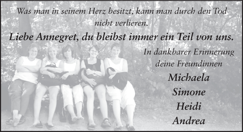  Traueranzeige für Annegret Hahn vom 22.06.2017 aus 