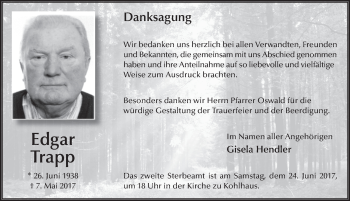 Traueranzeige von Edgar Trapp 