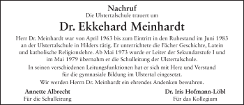 Traueranzeige von Ekkehard Meinhardt 