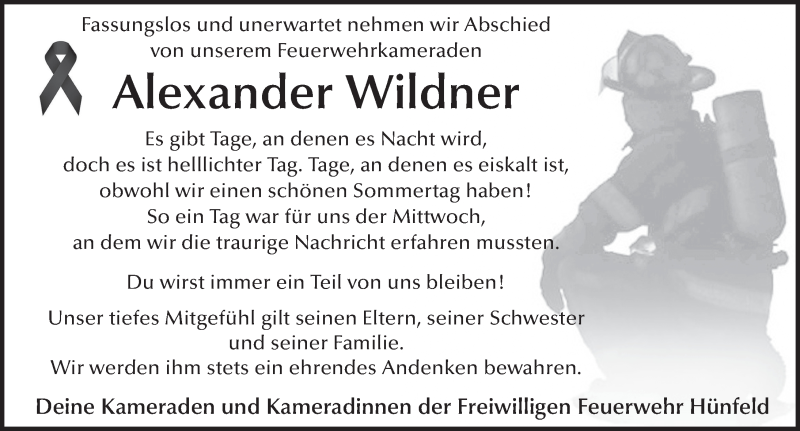  Traueranzeige für Alexander Wildner vom 07.06.2017 aus 