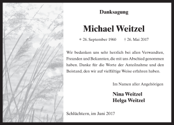 Traueranzeige von Michael Weitzel 