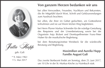 Traueranzeige von Jutta Happ 