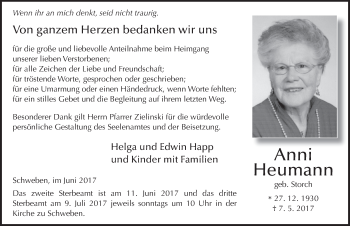 Traueranzeige von Anni Heumann 