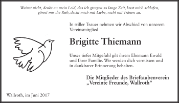 Traueranzeige von Brigitte Thiemann 