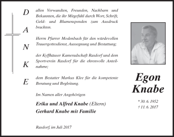Traueranzeige von Egon Knabe 