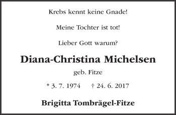 Traueranzeige von Diana-Christina Michelsen 